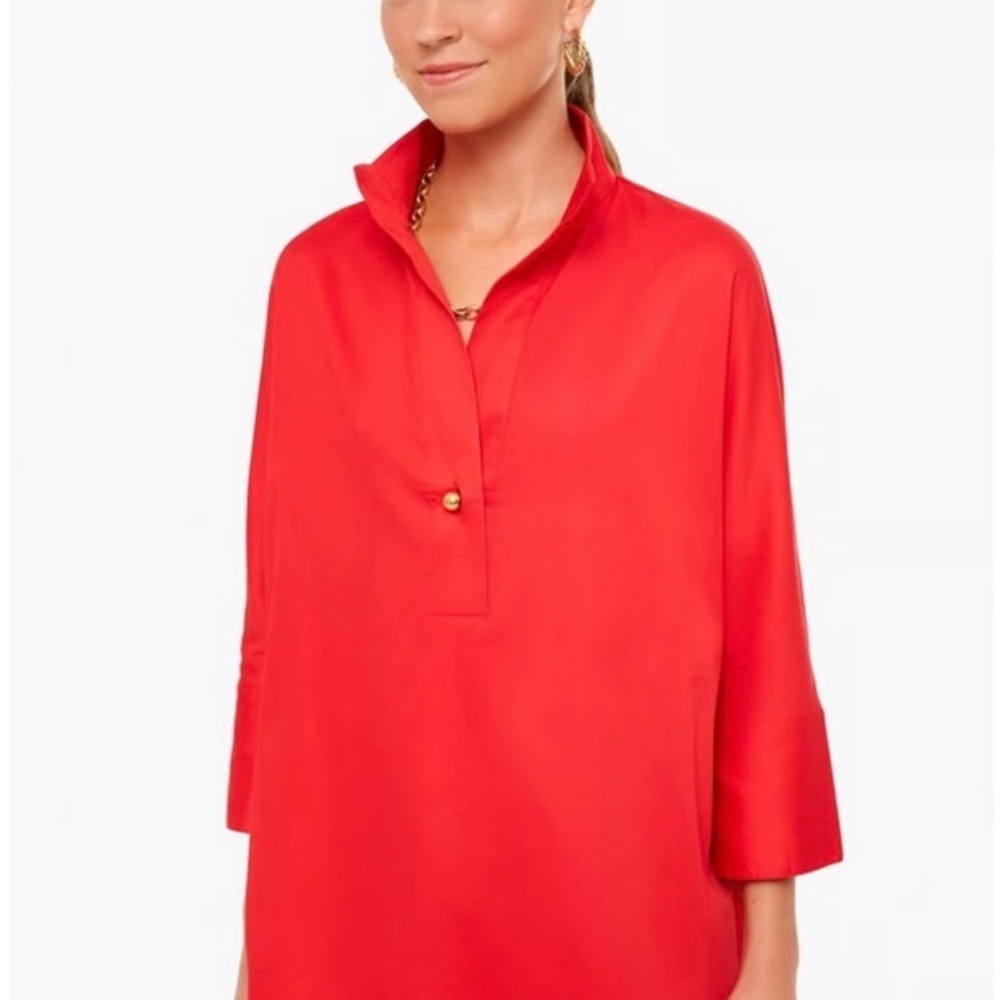 Tuckernuck Poppy Red Willow Tunic Blouse Size L